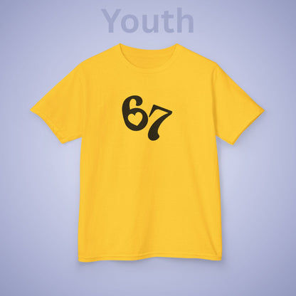 Love Heart 67 Tee Fun Trending Kids Cotton T Shirt Six Seven Youth