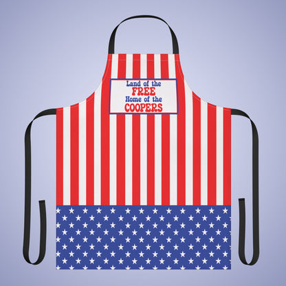 Land of the Free Personalized Patriotic July 4th Home Decor Kitchen Apron USA Flag
