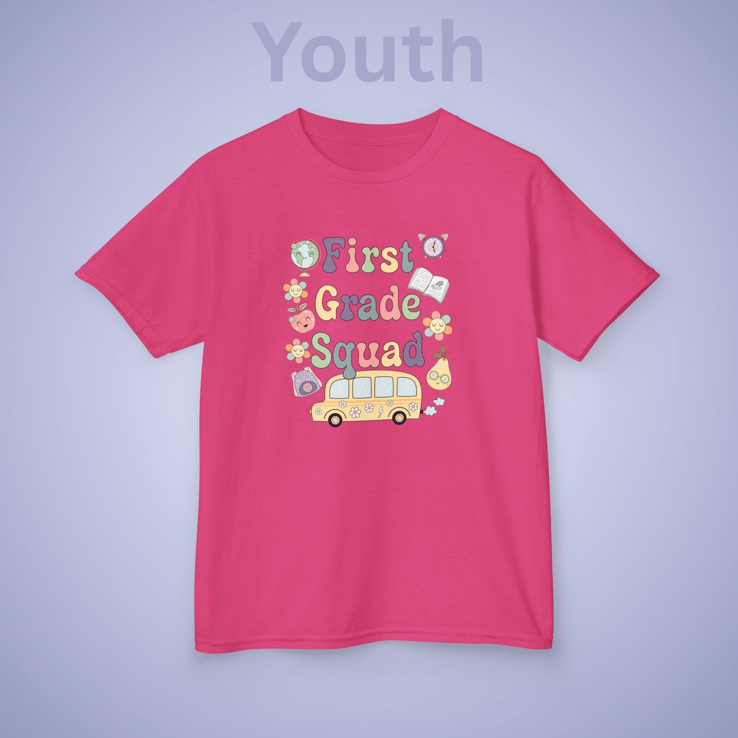 First Grade Squad Retro Kids Cotton T Shirt Back To School Youth
