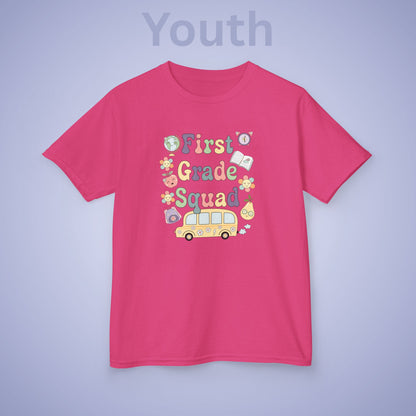 First Grade Squad Retro Kids Cotton T Shirt Back To School Youth