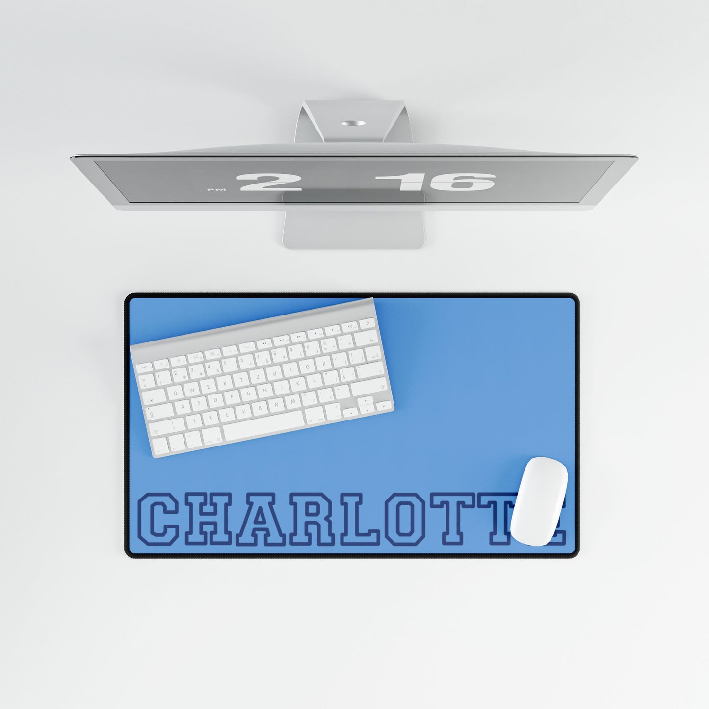 University Style Personalized Name Desk Mat Light Blue