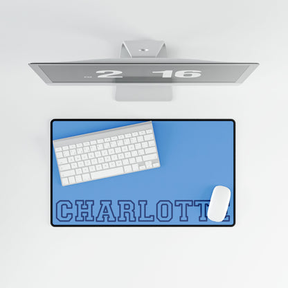 University Style Personalized Name Desk Mat Light Blue