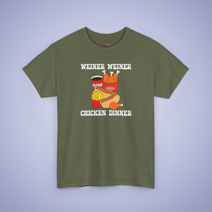 Weiner Weiner Chicken Dinner Funny Hot Dog T-Shirt | Hot Dog Lover Gift White