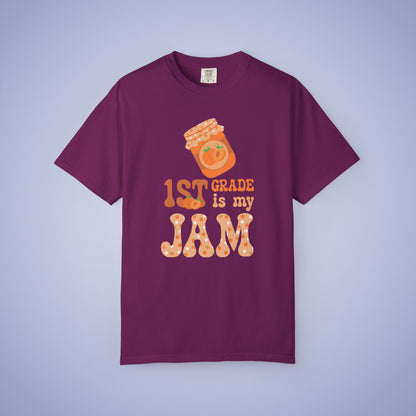 First Grade is my Jam Apricot Teacher T Shirt Comfort Colors Unisex Back to School