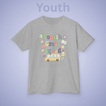 Fourth Grade Squad Retro Fun Kids Cotton T Shirt Back To School Youth