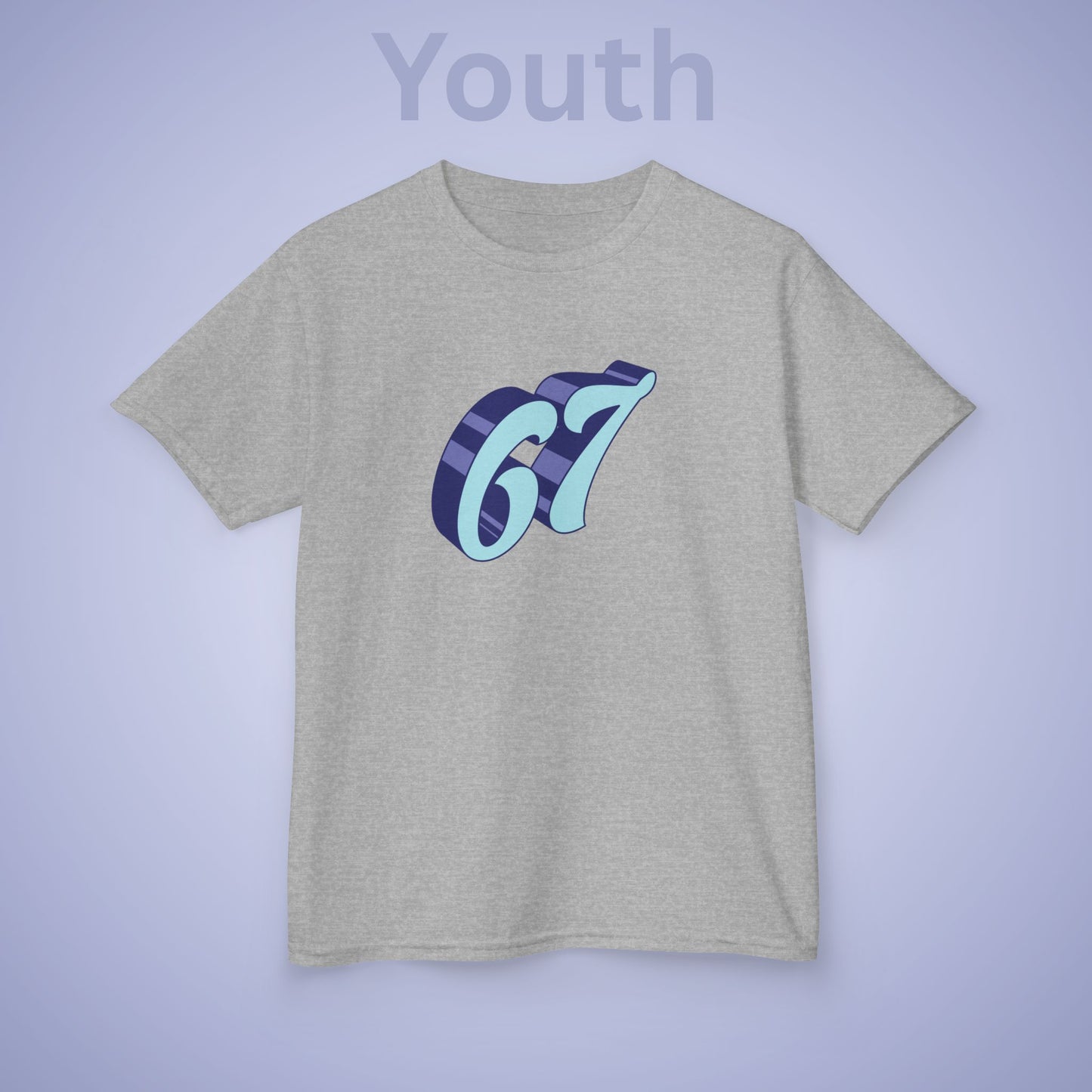 Blue Word Art 67 Tee Fun Trending Kids Cotton T Shirt Six Seven Youth