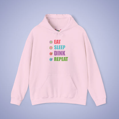 Eat Sleep Dink Repeat Pickleball Hoodie | Funny Pickleball Lover Gift Vibrant Version