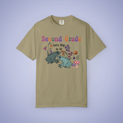 Second Grade Lets Hop To It Teacher T Shirt Frogs Comfort Colors Unisex Back to School