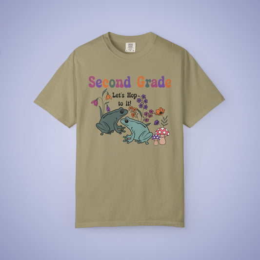 Second Grade Lets Hop To It Teacher T Shirt Frogs Comfort Colors Unisex Back to School