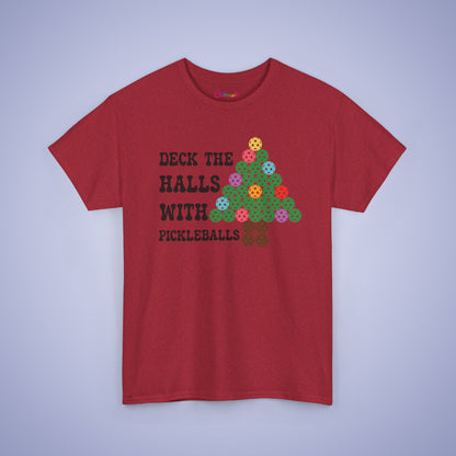 Deck the Halls with Pickleballs Christmas Tee Graphic Design T Shirt