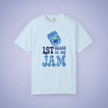 First Grade is my Jam Blueberry Teacher T Shirt Comfort Colors Unisex Back to School