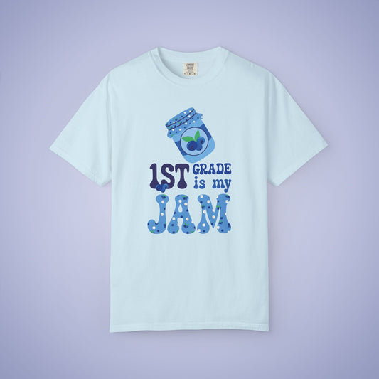 First Grade is my Jam Blueberry Teacher T Shirt Comfort Colors Unisex Back to School
