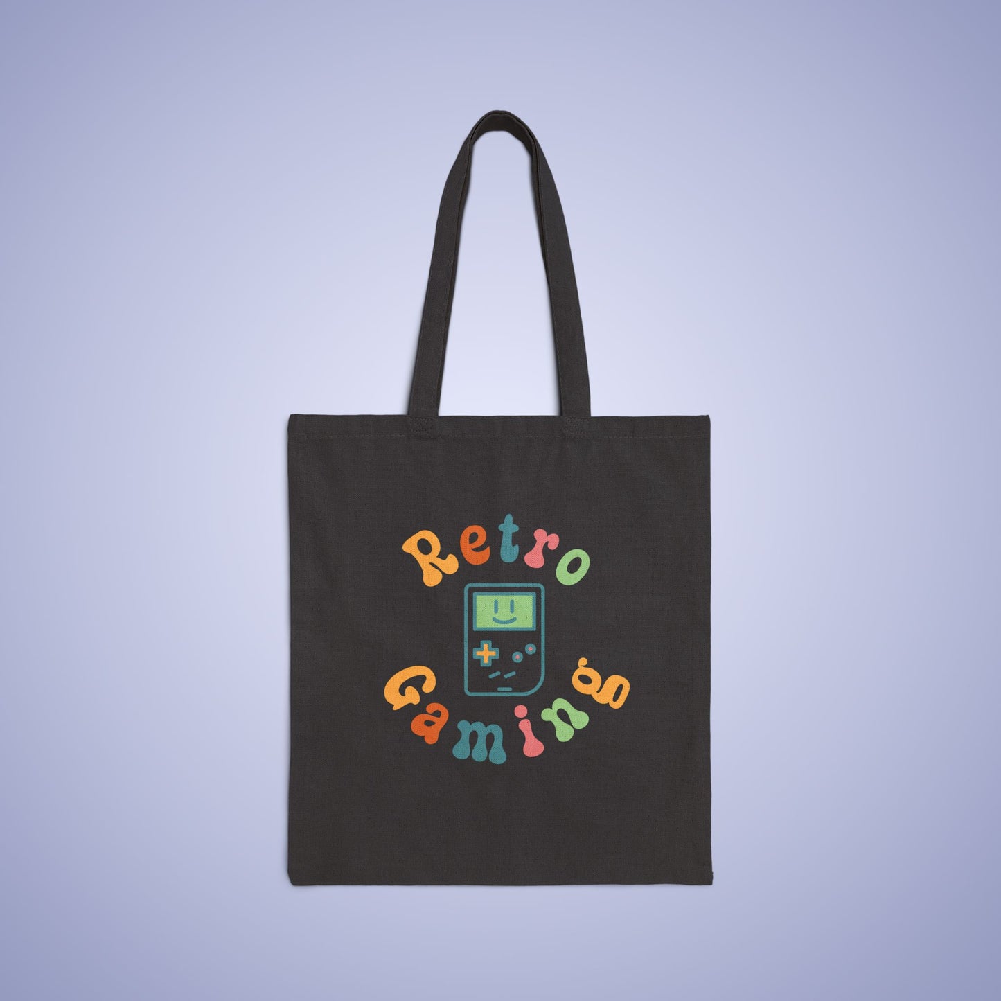 Retro Gaming Black Cotton Canvas Tote Bag