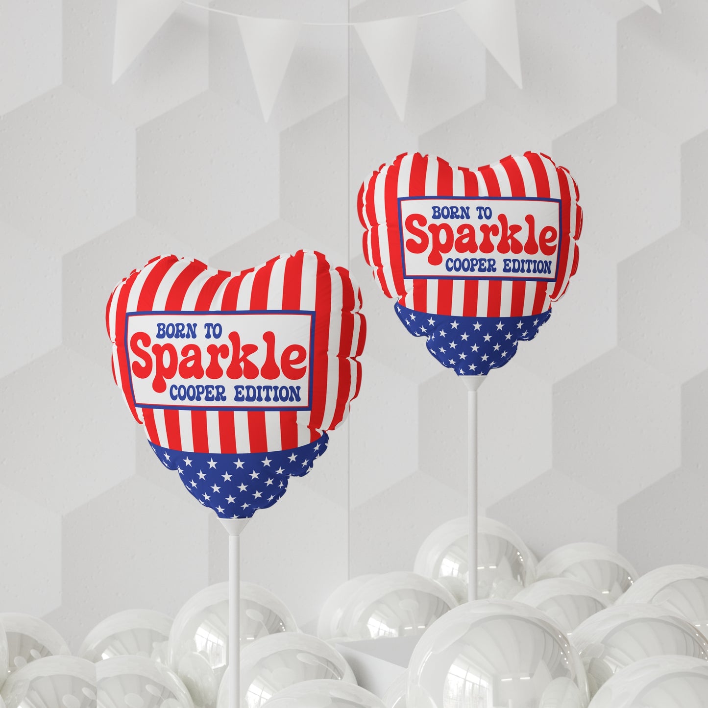 Born to Sparkle Personalized Patriotic July 4th Home Decor Party Balloon USA Flag