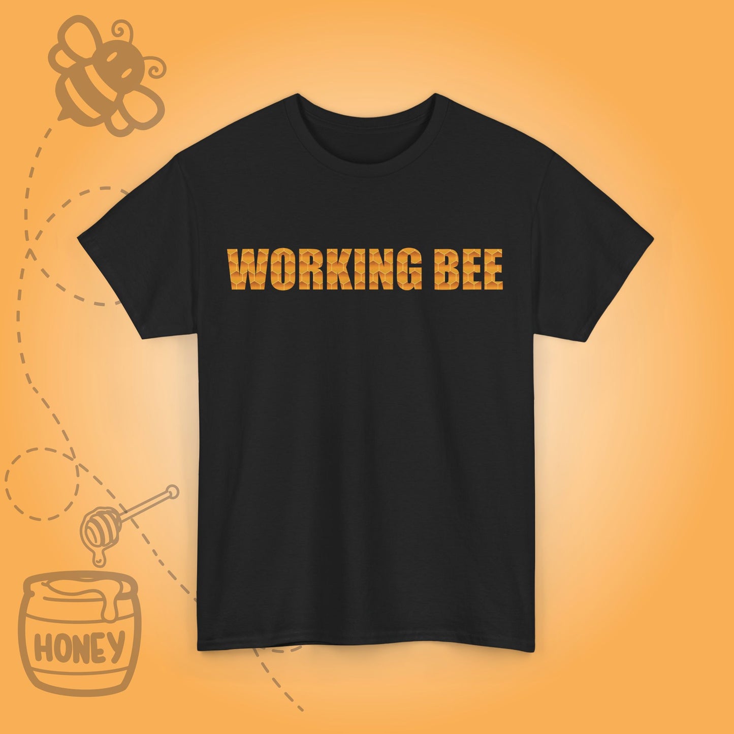 Working Bee Sweet As Honey Honeycomb Word Art Design Unisex Tshirt