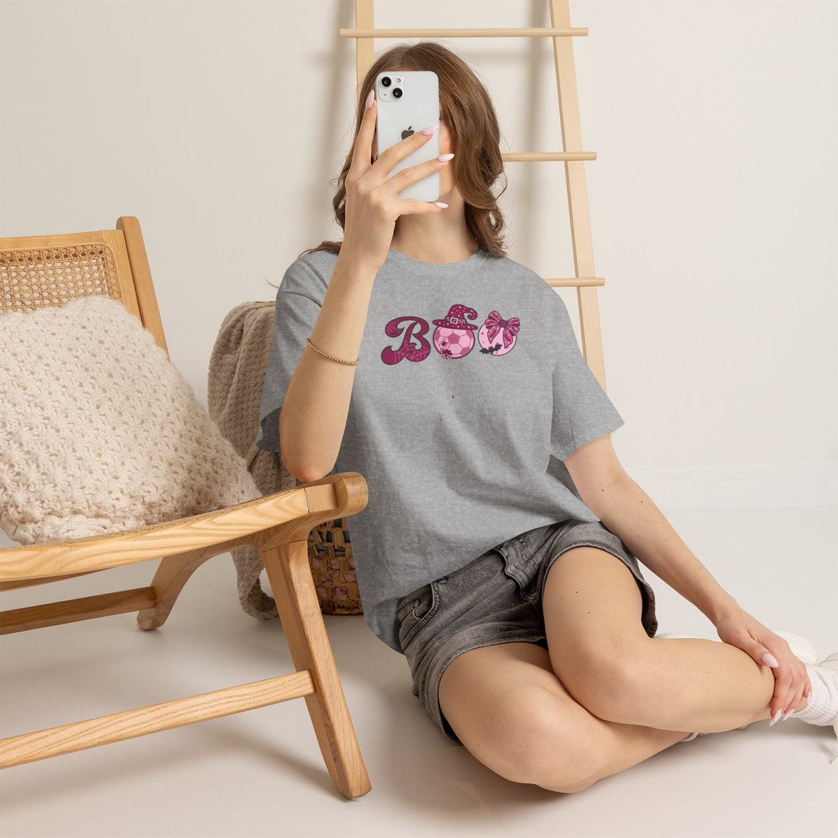 Soccer BOO T-Shirt | Girly Coquette Halloween Design