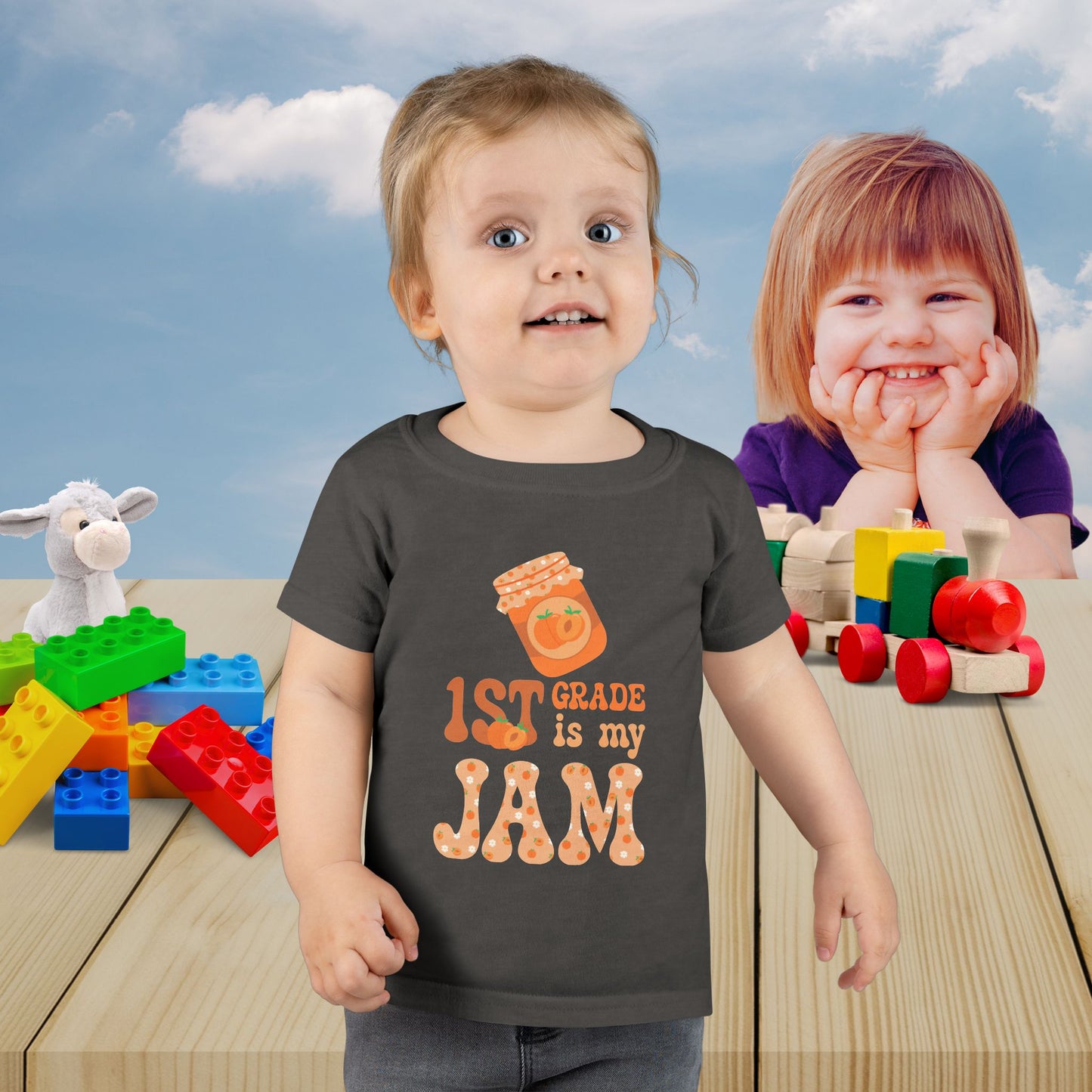 First Grade is my Jam Apricot Kids Cotton T Shirt Back To School Toddler