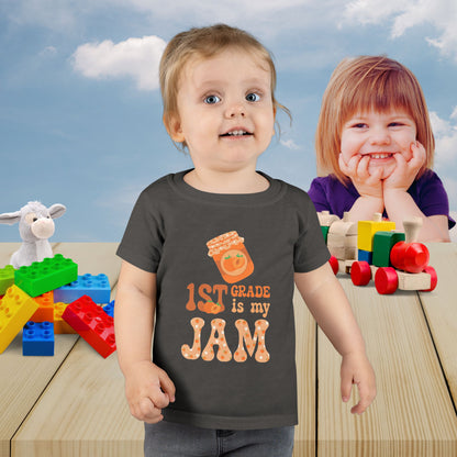 First Grade is my Jam Apricot Kids Cotton T Shirt Back To School Toddler