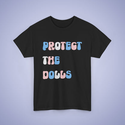 Protect the Dolls Trans Flag Text Unisex Oversized T Shirt