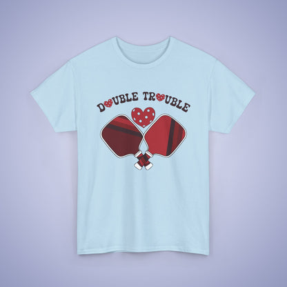 Double Trouble Pickleball T Shirt Retro Couple Matching Red and White Graphic Design