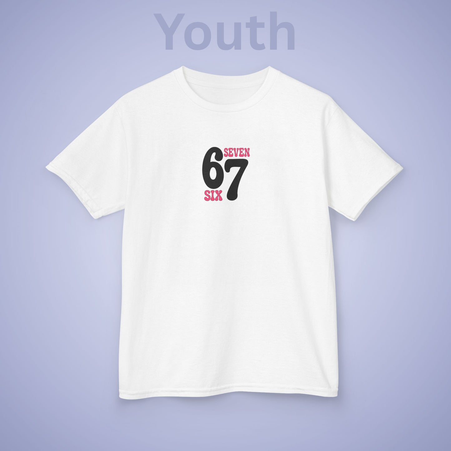 Pink Words & Numbers 67 Tee Fun Trending Kids Cotton T Shirt Six Seven Youth
