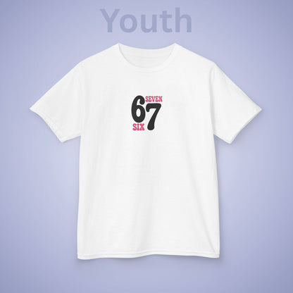 Pink Words & Numbers 67 Tee Fun Trending Kids Cotton T Shirt Six Seven Youth