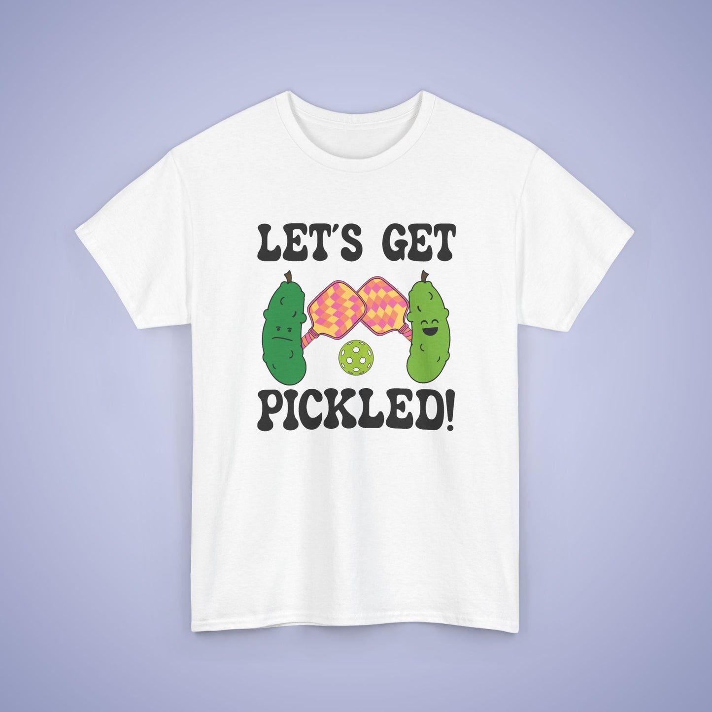 Lets Get Pickled Funny Alcohol Drinking Pickleball T Shirt Black Graphic Design