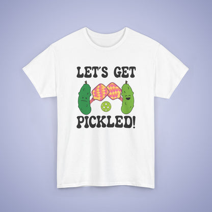 Lets Get Pickled Funny Alcohol Drinking Pickleball T Shirt Black Graphic Design