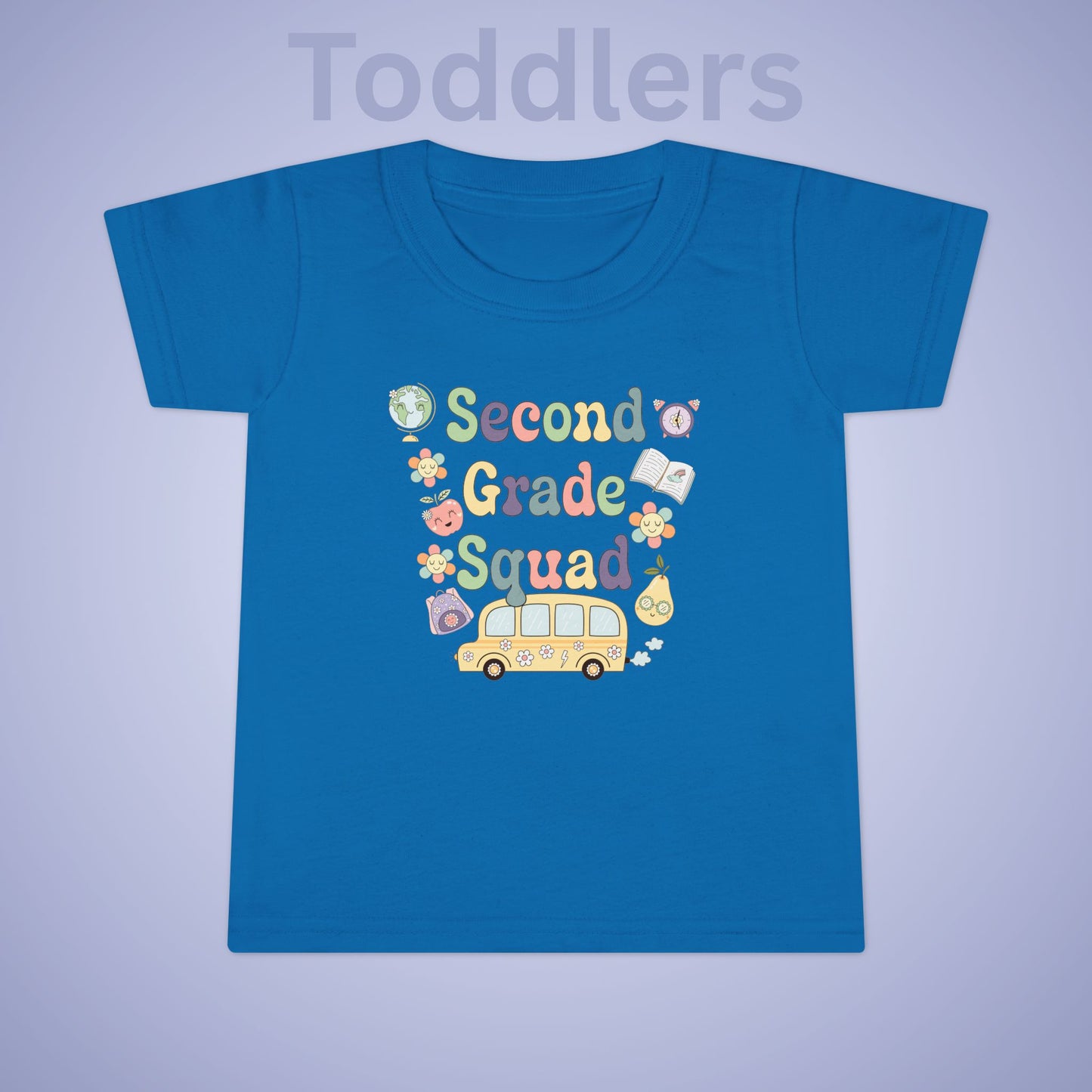 Second Grade Squad Retro Fun Kids Cotton T Shirt Back To School Toddler