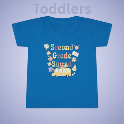 Second Grade Squad Retro Fun Kids Cotton T Shirt Back To School Toddler