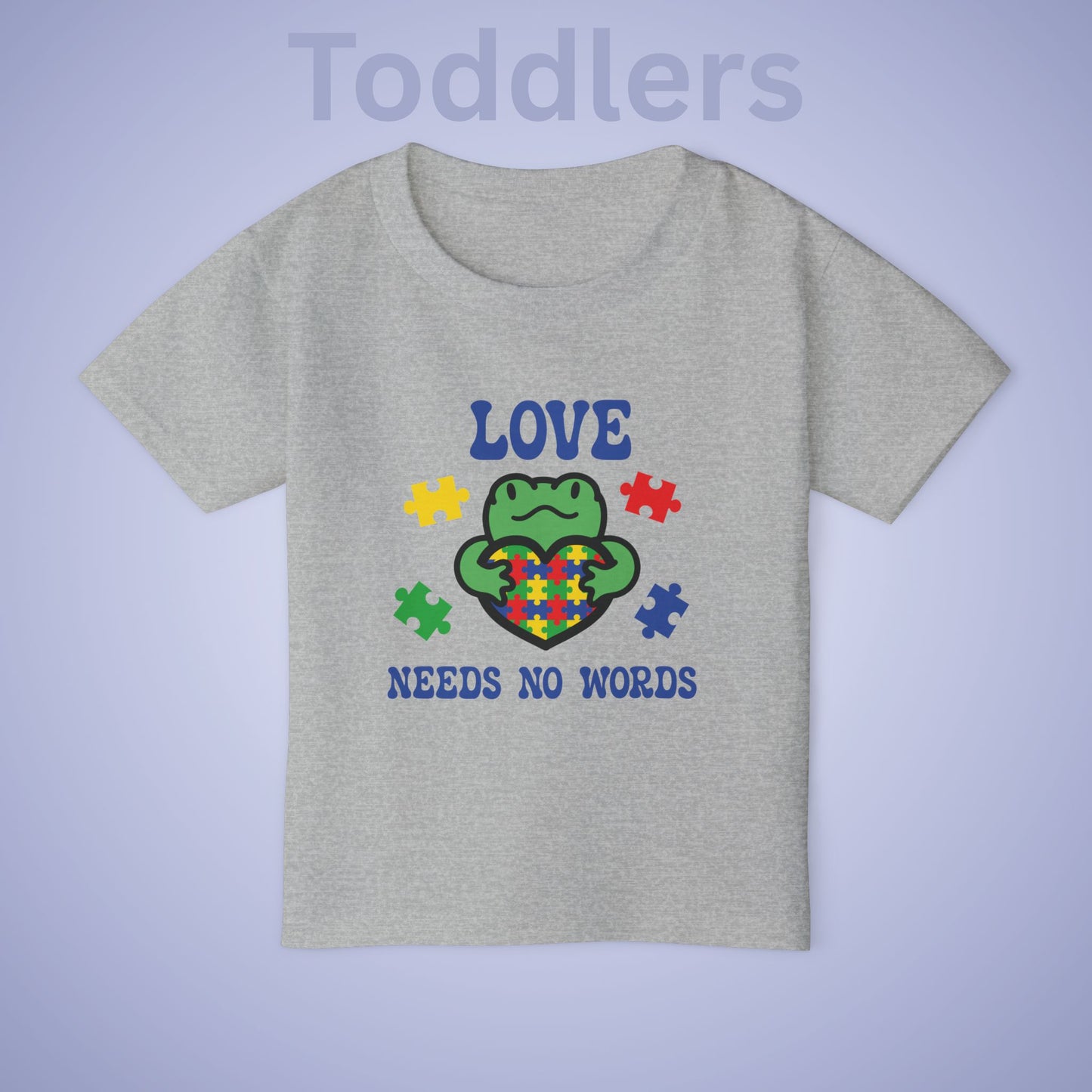 Love Needs No Words Frog Graphic Autism Awareness Cotton Toddler T Shirt