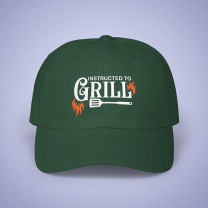 Instructed to Grill Embroidered Classic Dad Cap Unisex White Embroidery Gift