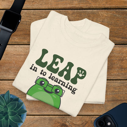 Leap into Learning Graphic Tee Frog Lover Funny Teacher Unisex T Shirt