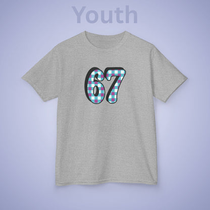 Checkered Pattern 67 Tee Fun Trending Kids Cotton T Shirt Six Seven Youth