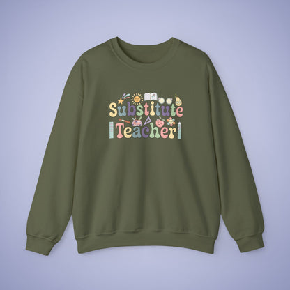 Substitute Teacher Crewneck Sweatshirt Retro Unisex Back to School