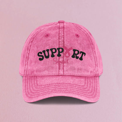 Support Squad Embroidered Breast Cancer Awareness Unisex Distressed Cap Gift Pink