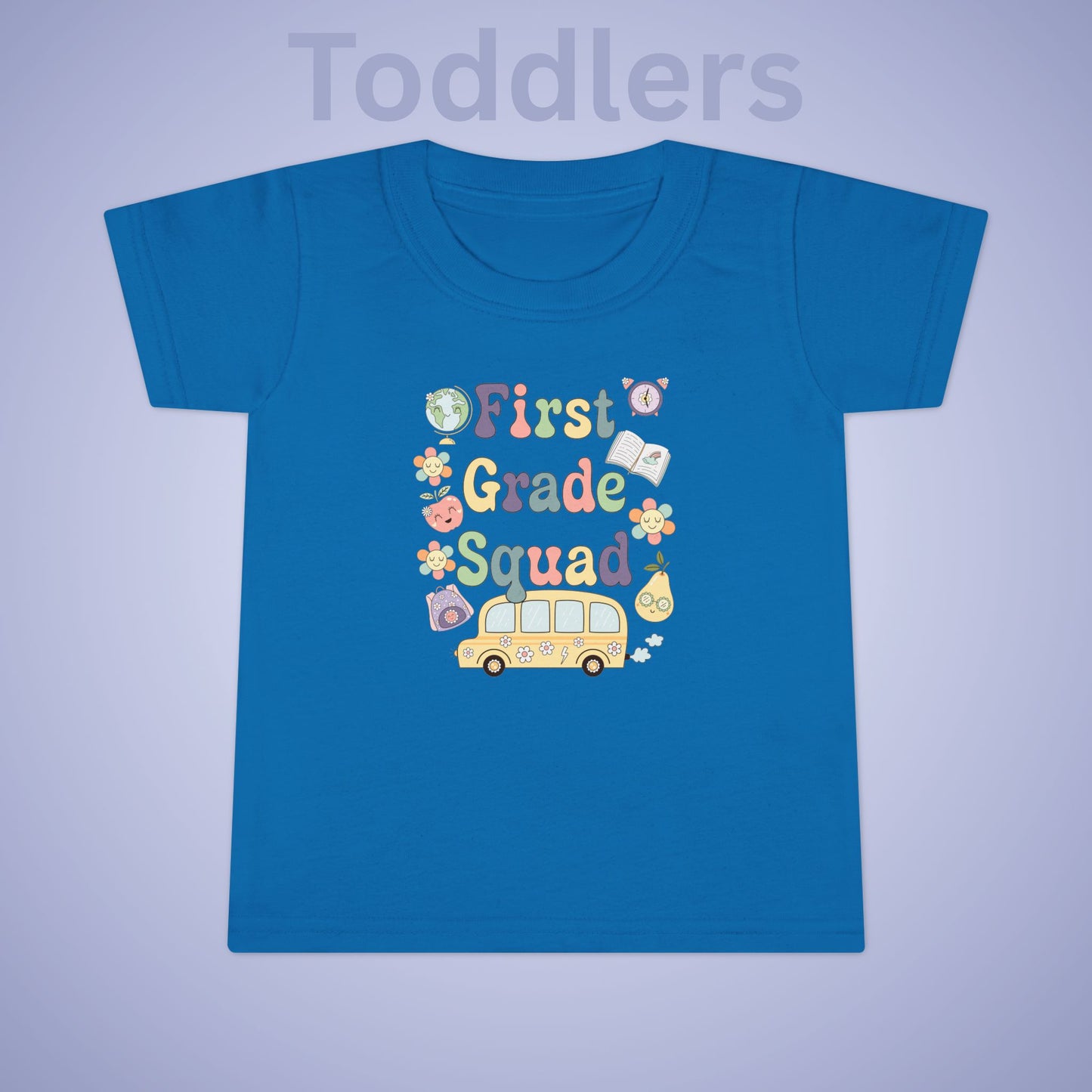 First Grade Squad Retro Fun Kids Cotton T Shirt Back To School Toddler