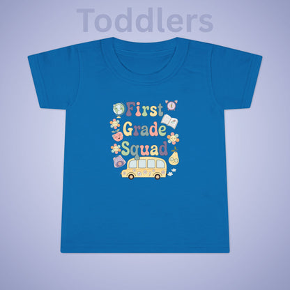 First Grade Squad Retro Fun Kids Cotton T Shirt Back To School Toddler