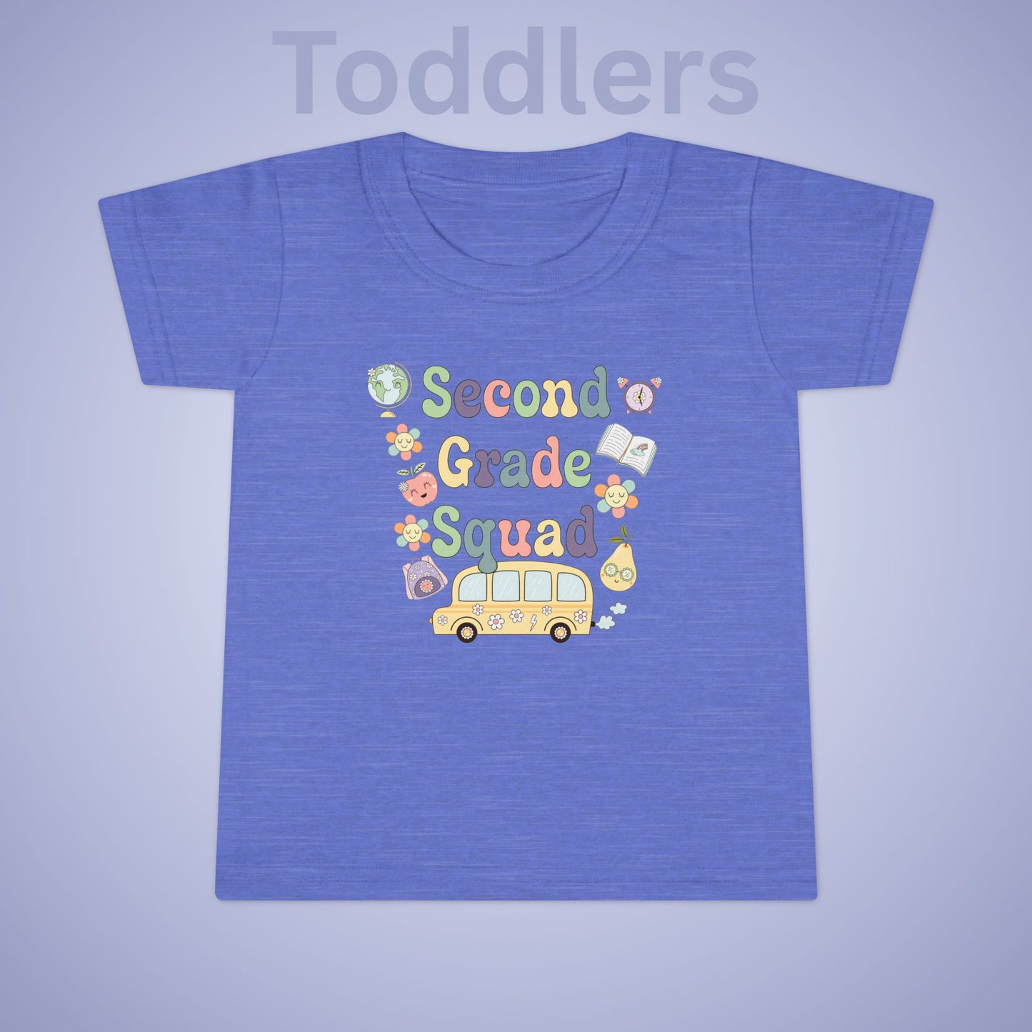 Second Grade Squad Retro Fun Kids Cotton T Shirt Back To School Toddler