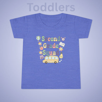 Second Grade Squad Retro Fun Kids Cotton T Shirt Back To School Toddler