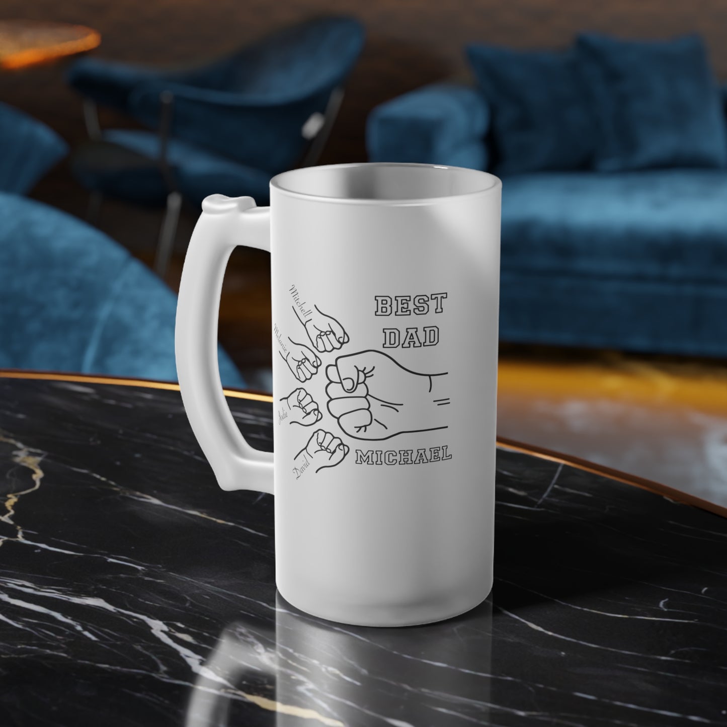 Personalized Frosted Glass Beer Mug Best Dad Ever Gift