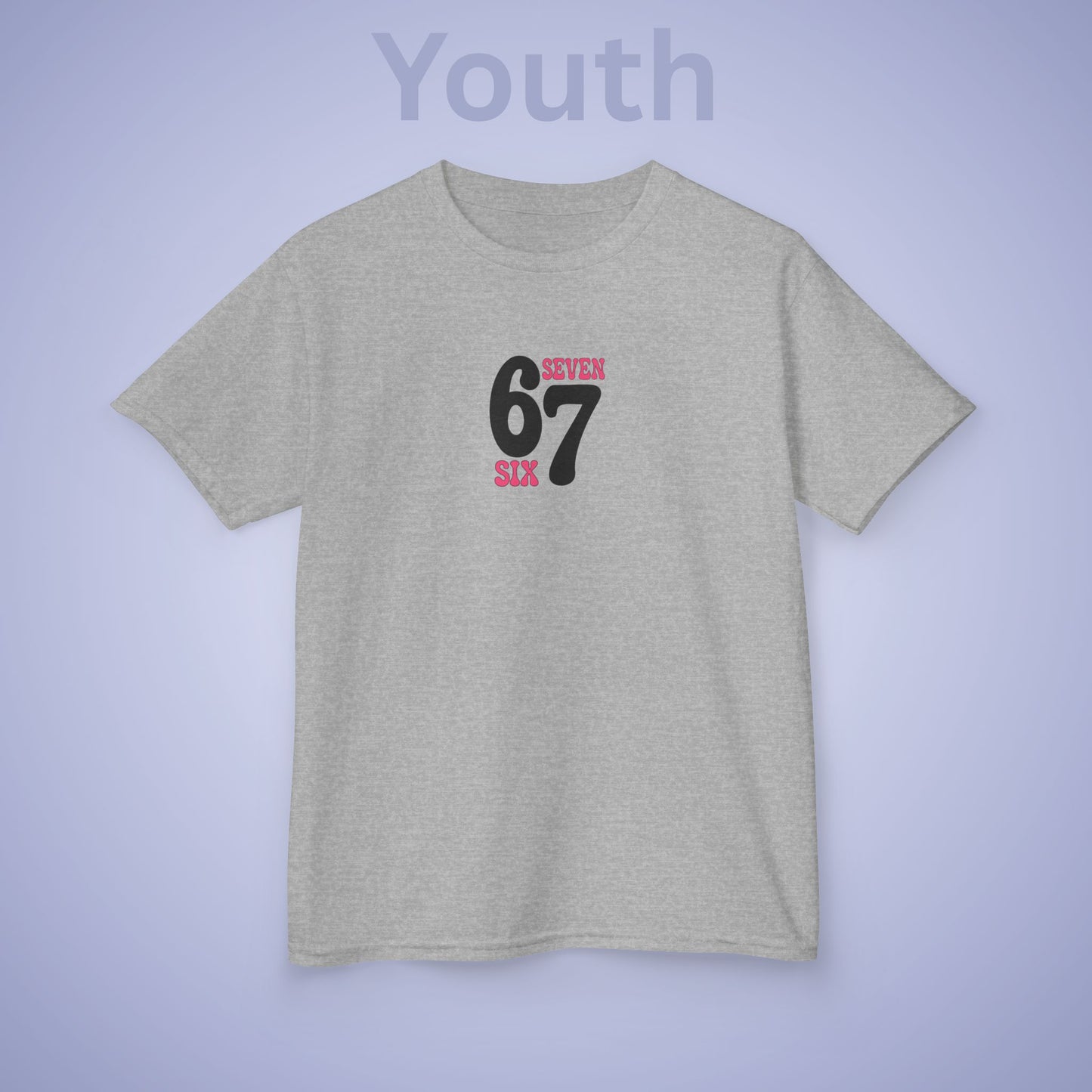 Pink Words & Numbers 67 Tee Fun Trending Kids Cotton T Shirt Six Seven Youth