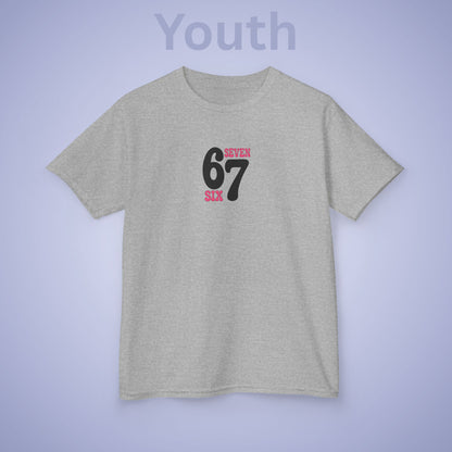 Pink Words & Numbers 67 Tee Fun Trending Kids Cotton T Shirt Six Seven Youth