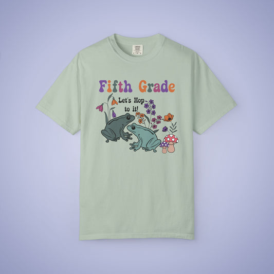 Fifth Grade Lets Hop To It Teacher T Shirt Frogs Comfort Colors Unisex Back to School