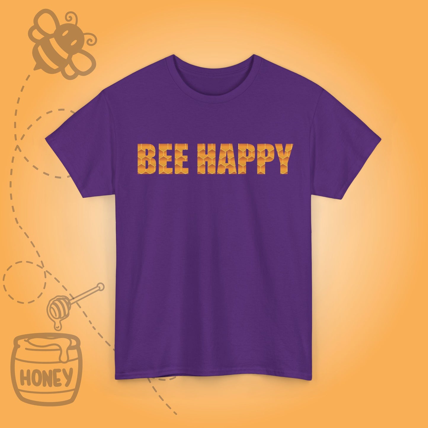 Bee Happy Sweet As Honey  Honeycomb Word Art Design Unisex Tshirt