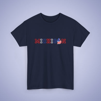 Michigan Map Text Art Proud American Unisex T Shirt
