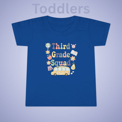 Third Grade Squad Fun Retro Kids Cotton T Shirt Back To School Toddler
