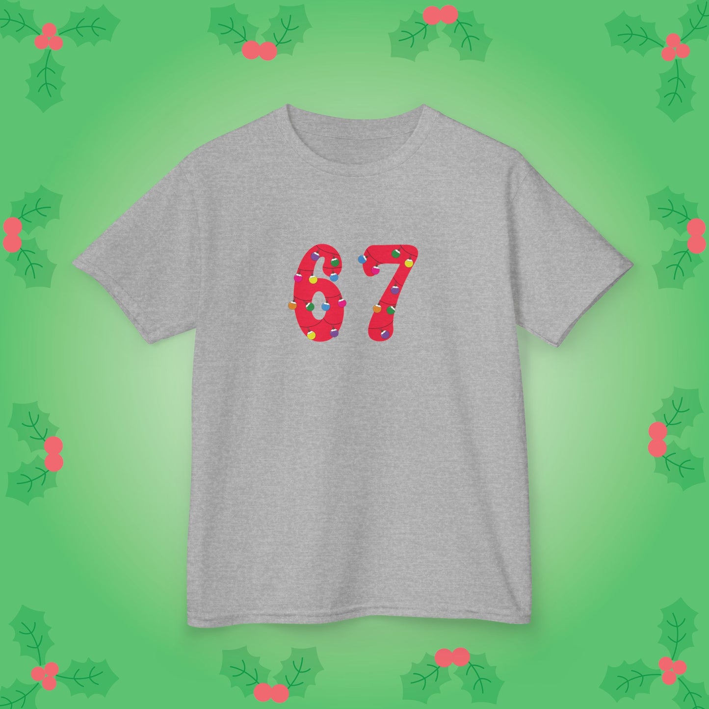 Christmas Lights Red 67 Tee Fun Trending Kids Cotton T Shirt Six Seven Youth