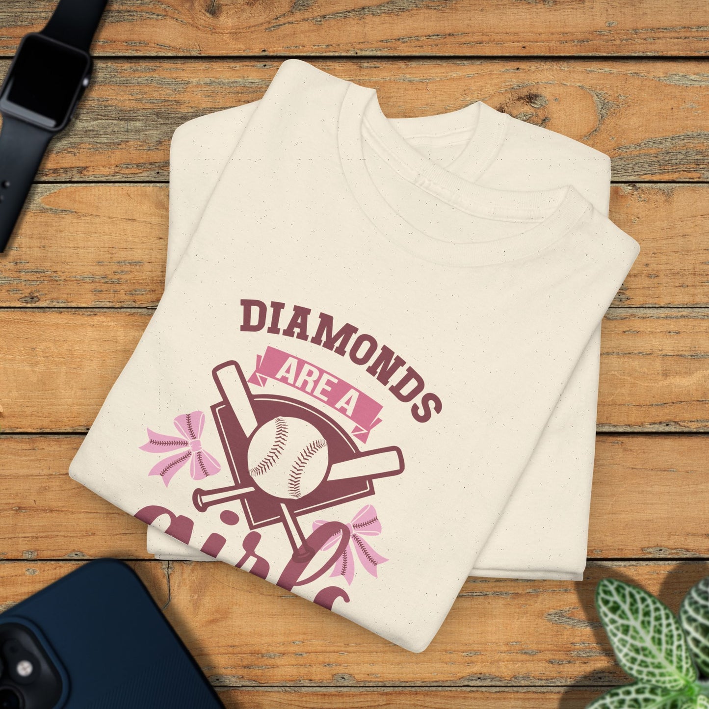 Diamonds Are a Girls Best Friend Baseball Coquette Bow Pink Graphic Sports Unisex T Shirt