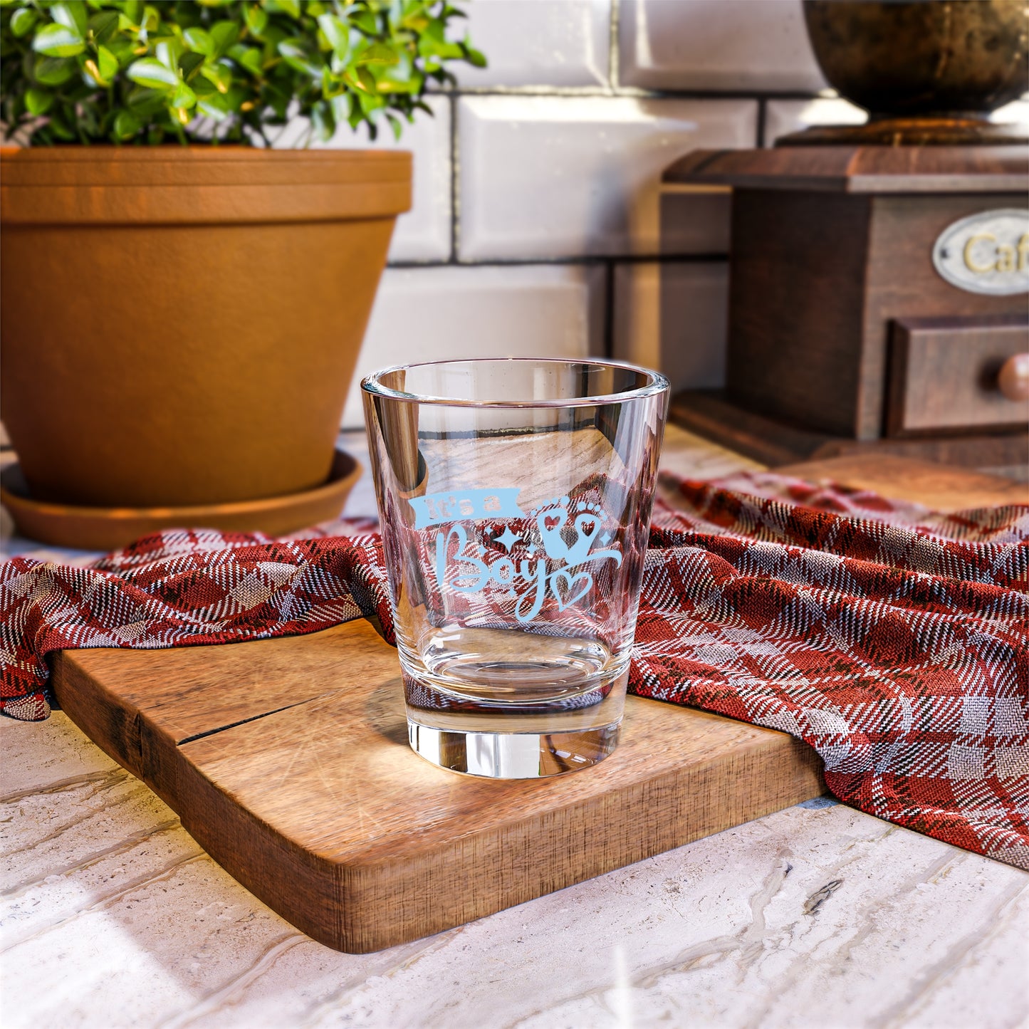 Its a Boy Baby Announcement Gender Reveal Shot Glass Blue